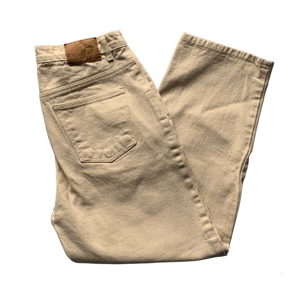 cream loose wide leg jeans from korea